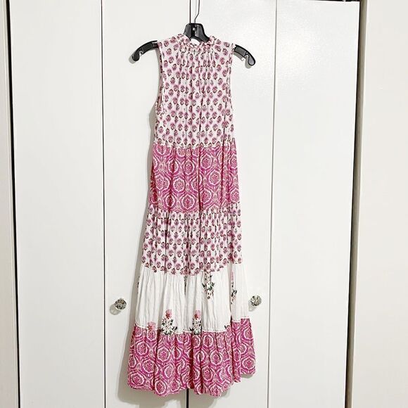 Chelsea & Theodore Split Neck Boho Maxi Dress Size M - Picture 3 of 5